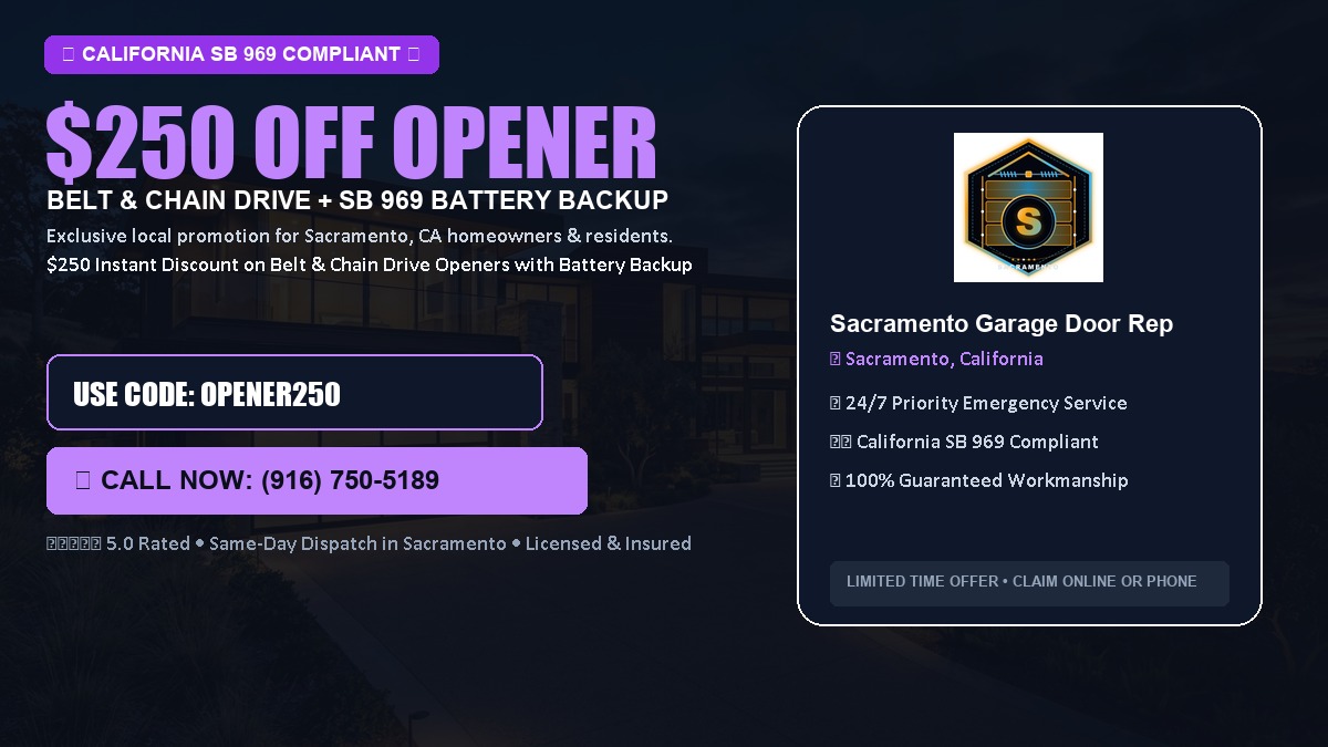 Sacramento Garage Door Repair $250 OFF Premium LiftMaster Opener Installation in Sacramento, CA