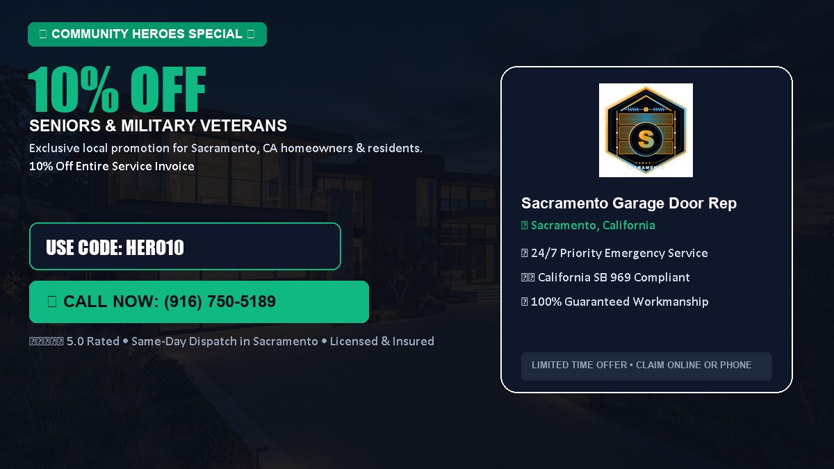 Sacramento Garage Door Repair 10% OFF Seniors & Military Veterans in Sacramento, CA